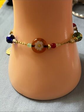 Murano Glass & Crystal Bead Bracelet w/Multicolor Accents - Rose Gold Tone